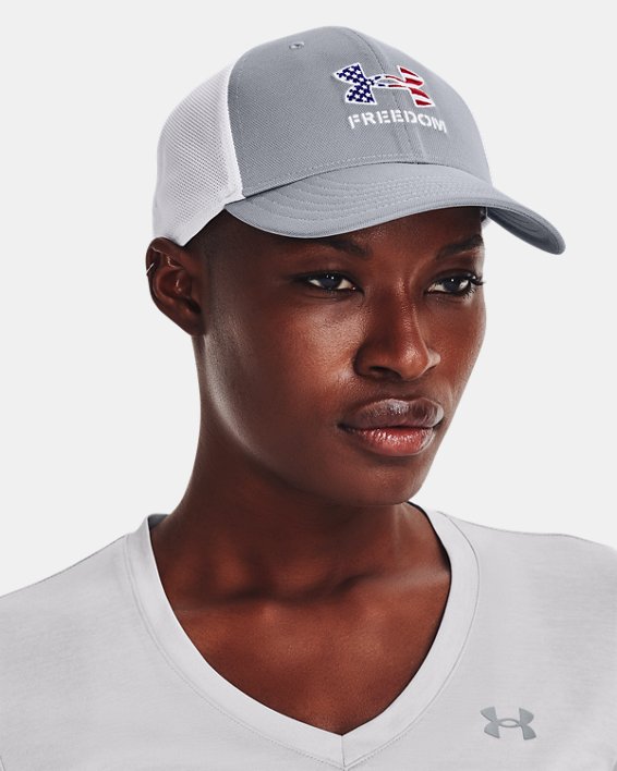 Women's UA Freedom Trucker Hat, Gray, pdpMainDesktop image number 2